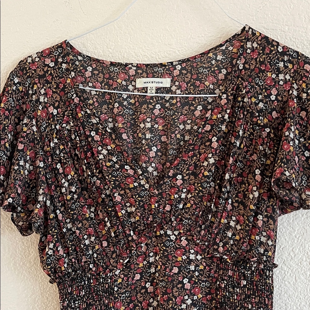 Max Studio Black Floral Midi Dress - Picture 3 of 8